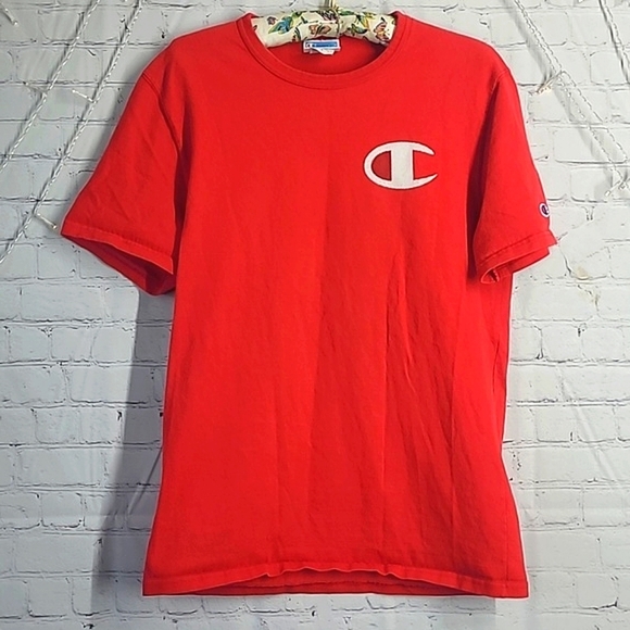 Vintage Y2K Champion Front & Back Logo Spellout Red Tee Tshirt Mens Size Medium - Picture 7 of 15